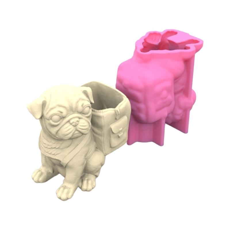 Уникальная силиконовая форма, 3D формы для цветов, милые формы для держателей ручек в форме мопса для сочных и держателей ручек