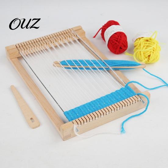 Kids Weaving Loom Kit Wooden for Kids, Small Knitting with 2 Shuttles, 4 Adult Rolls of Yarn, DIY Tapestry Weave Frame and Beginners