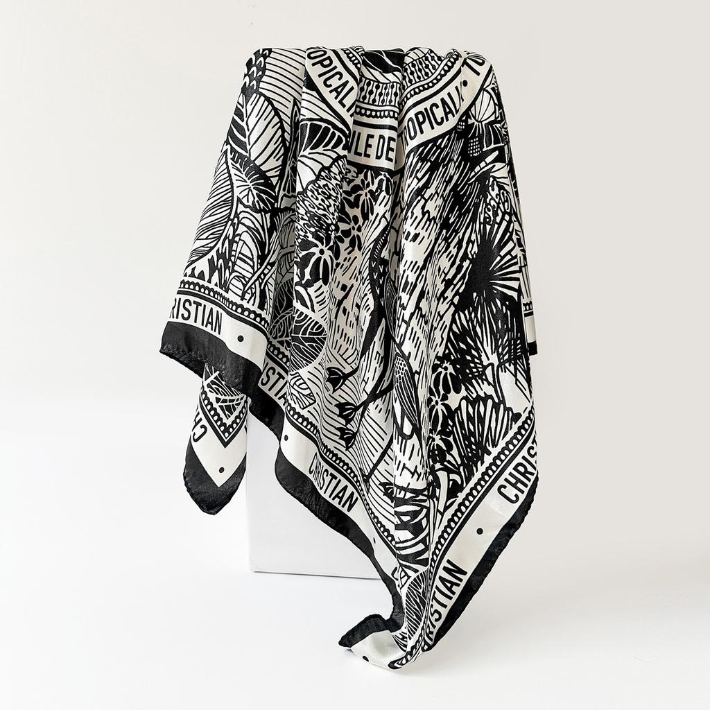 Fashion printing, hot-selling 91 square scarves in Europe and America, trendy headscarves, scarves, women's scarves, simulated silk satin