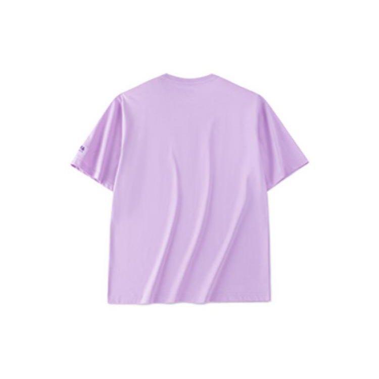 Anta Lifestyle Series Logo Print Casual Letter Short Sleeve T-Shirt Unisex Tops Light-Pink Purple 152328133-3
