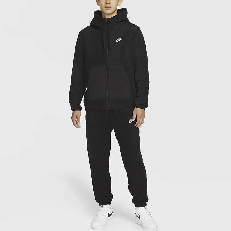 Nike Sportswear Style Essentials+ Logo Embroidered Velour Hooded Jacket Men Jackets Black DD4883-010
