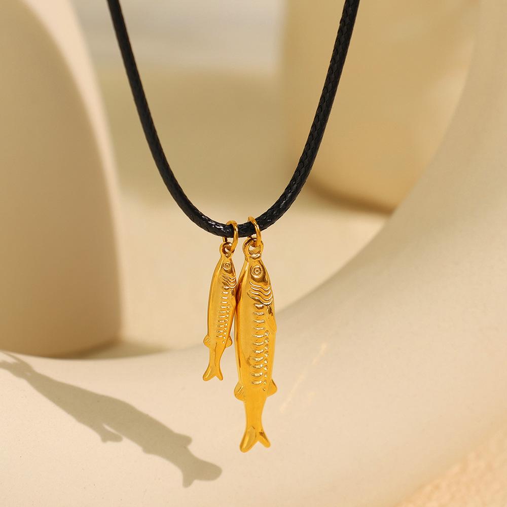 Европейское и американское ожерелье из титановой стали с кожей тунца: Тропический Океан Роскошные Женские Украшения из Нержавеющей Стали