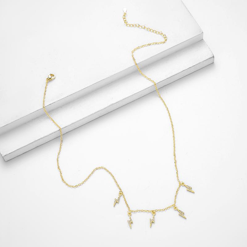 ANENJERY Кулон с кубическим цирконием и геометрической волной, ожерелье с кисточкой, женское колье из 18-каратного золота, посеребренного медного колье, цепочка на ключицу