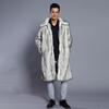 Мужское длинное пальто из искусственного меха с отворотом и длинным рукавом, ветрозащитное пальто с открытым передом, утолщенное теплое пальто из искусственного меха