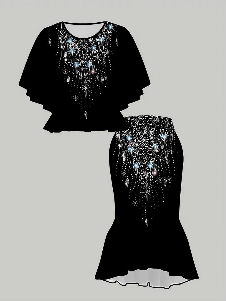 Женский принт «Классический тотем», напечатанный на 3D-принтере, модный, большого размера, элегантный, универсальный для всех сезонов. Футболка, Юбка и Комплект