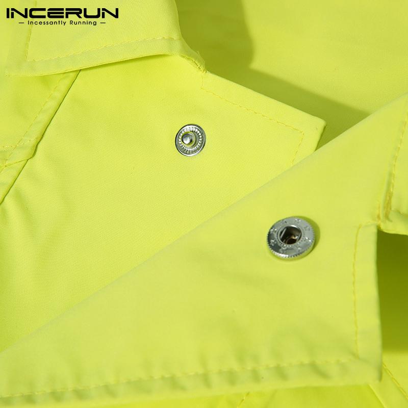 INCERUN Большие мужские короткие пальто с длинным рукавом, повседневная верхняя одежда карго