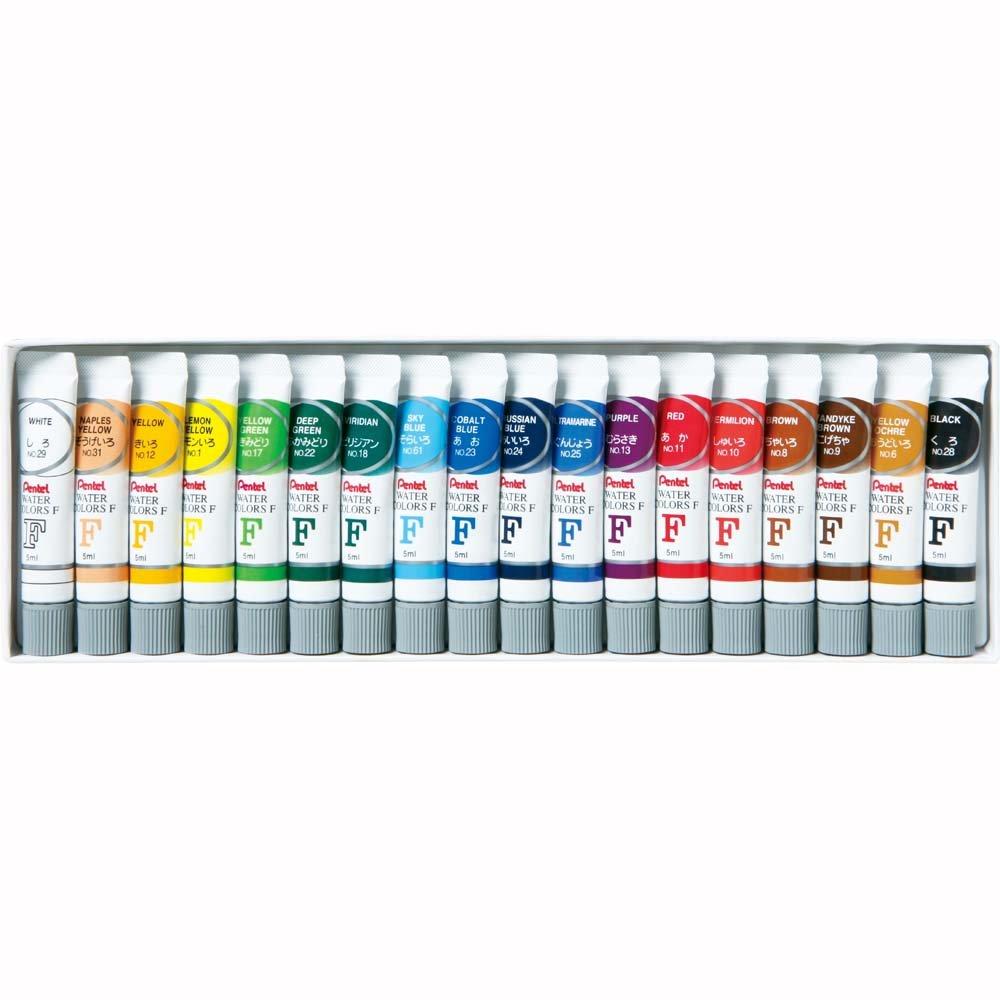 Pentel Акварель ламинированная 18 красок, Тюбик, Цвета, WFR-18