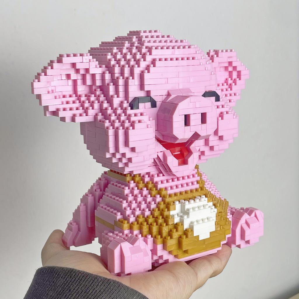 Knew Built Cute Pink Smile Pig Micro Mini Building Blocks Toy - Bringer Of Good Mood And Fortune Bricks Deco At Home Office