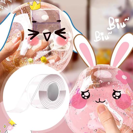 1 Set 300CM Nano Tape Bubble Toy with Straw Charm Sticker Inflator Tweezer Adhesive Funny Stress Relief DIY Craft Making Toy Kit Children Gift