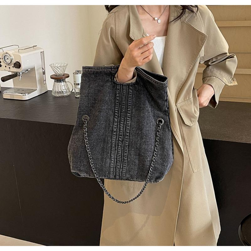 Сумка-тоут большого объема для поездок на работу в новом стиле для женщин, модная джинсовая сумка