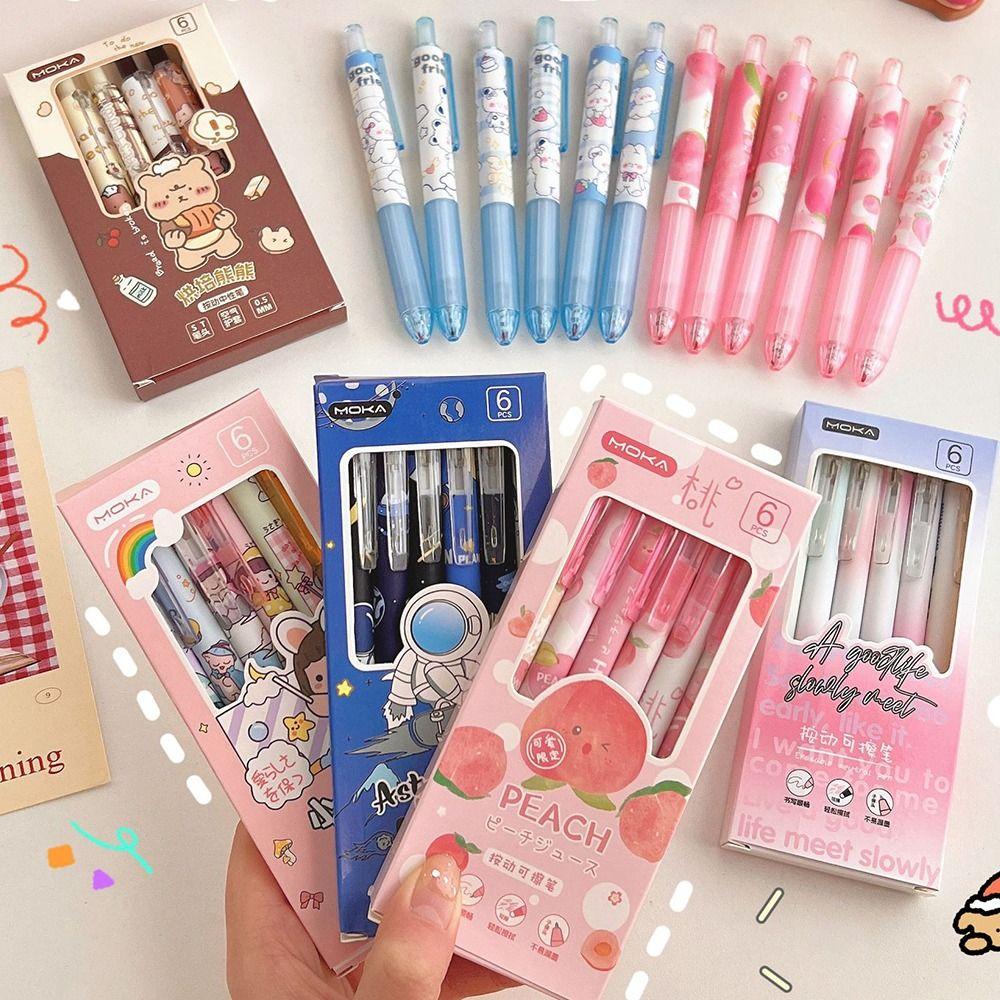 Мультяшная стираемая ручка 0,5 мм для письма, студенческий подарок, шариковая ручка, ручка с нейтральными чернилами, гелевая ручка с черными/синими чернилами