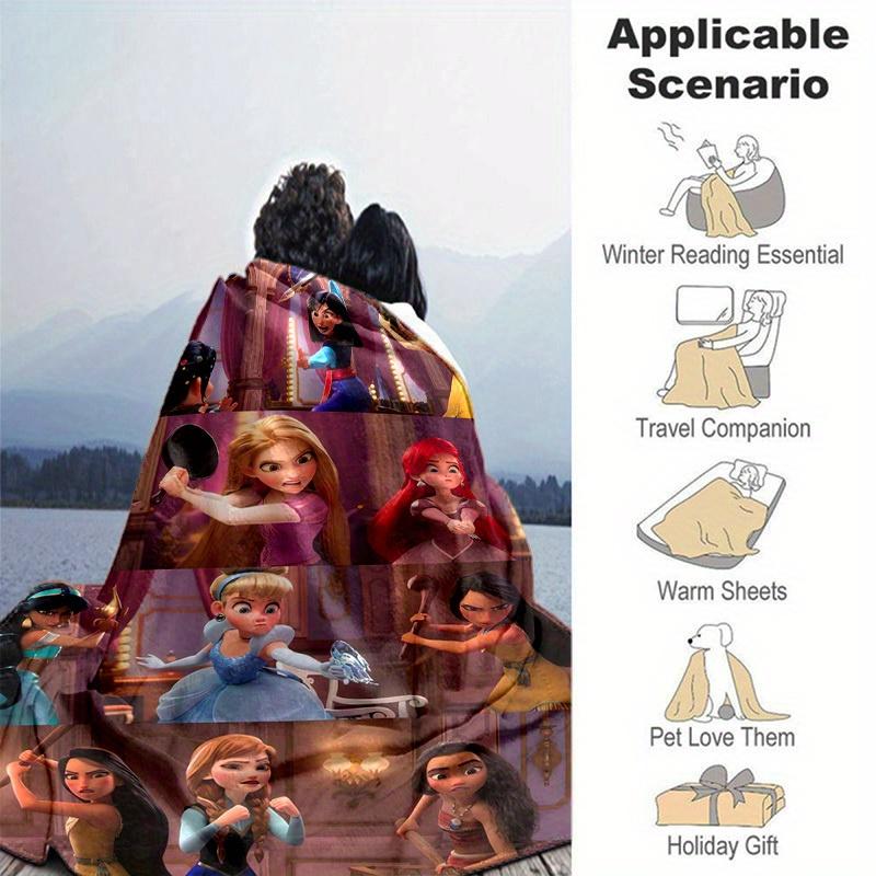 1pc Cartoon Princesses Blanket, Soft Throw for Room Decor, Perfect Gift for Friends and Family, All Seasons Use, Cozy Bedding Cover with Fan