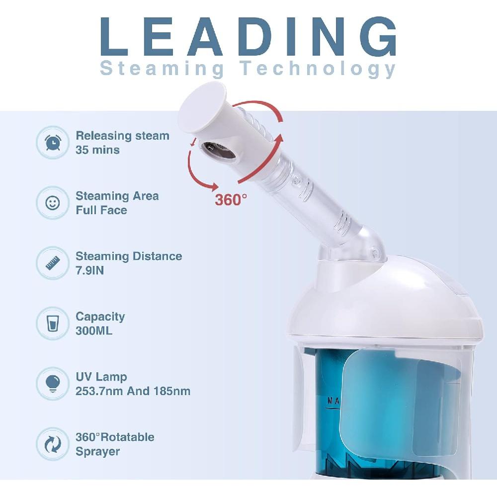 Portable Facial Steamer, Nano Ionic Face Steamer with 360°Rotatable Sprayer,Mini Facial Steamer for Salon and Spa