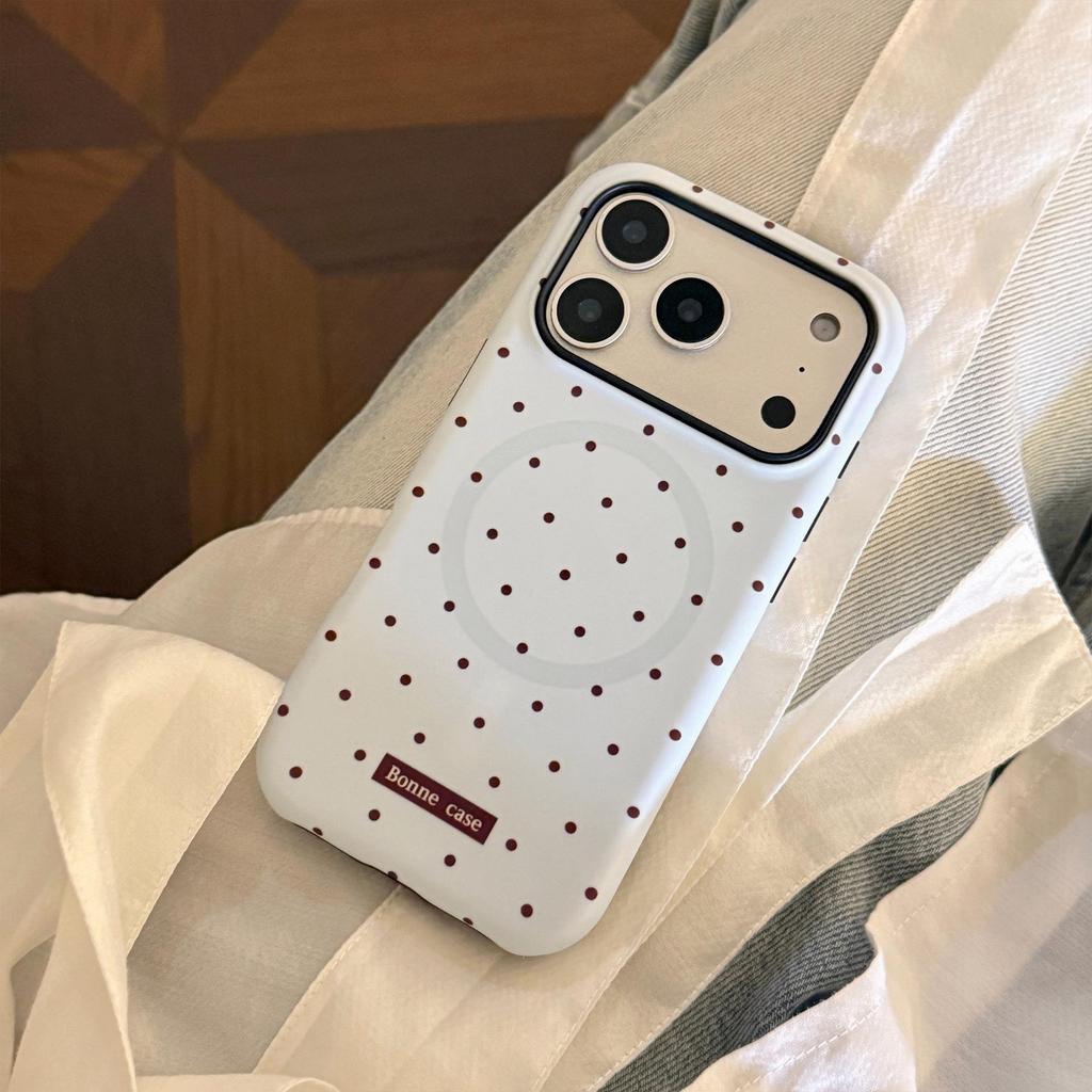 Синий чехол для iPhone 17PM в горошек с магнитной подставкой; Совместимо с iPhone 14/15 и 16.