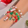 4pcs Pearl Clay Beads Christmas Bracelet Set Stackable Wristband Jewelry