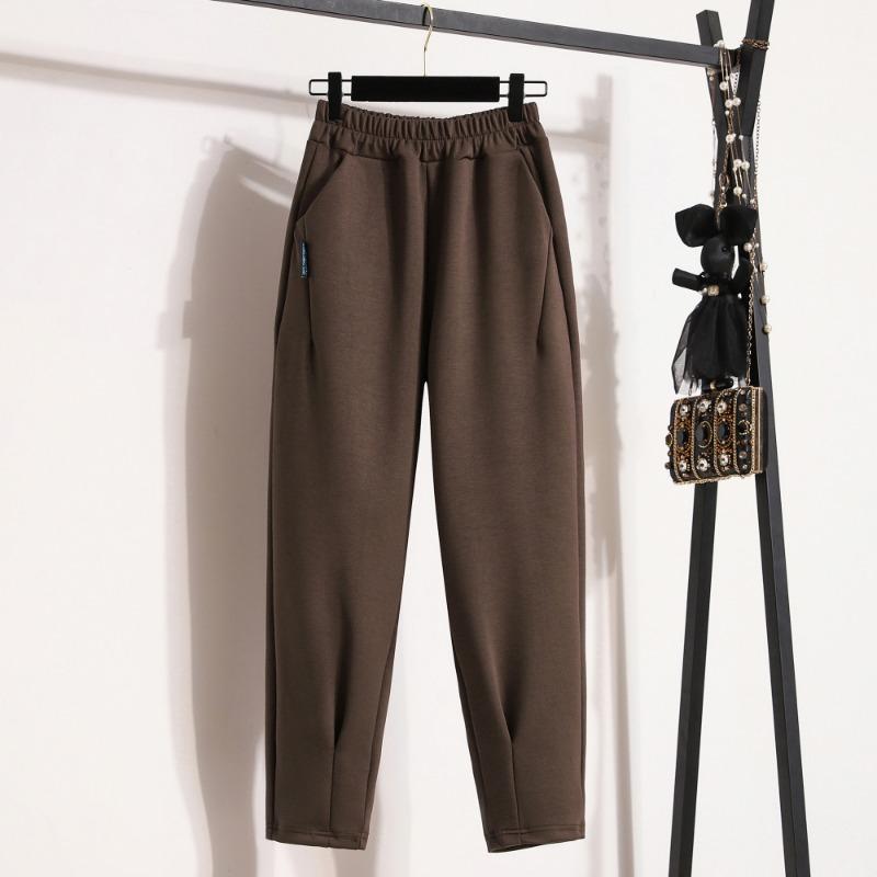 Dimanaf Большие размеры длинные брюки женские хлопковые брюки большого размера эластичные на талии шаровары повседневные свободные осень 2025