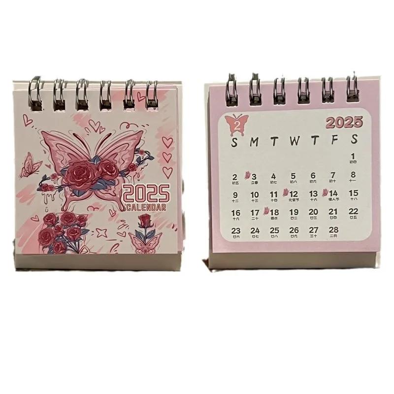 2025 Мини Настольный Студенческий Календарь Высокого Внешний Вида Ins Портативный Календарь Бабочка Школьные Канцелярские Принадлежности