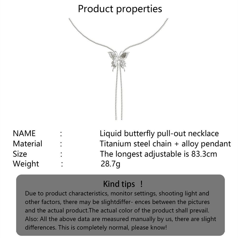 Ожерелье с бабочкой из жидкого металла, серебряное ожерелье с подвеской, симпатичная цепочка для свитера, ювелирные изделия