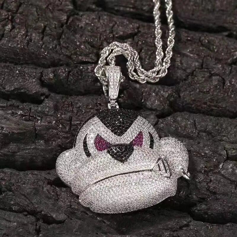 Bling Iced Out Gorilla Pendant Necklace Micro Pave Zircon Monkey Necklace Men and Women Hip Hop Rock Rap Trend Jewelry