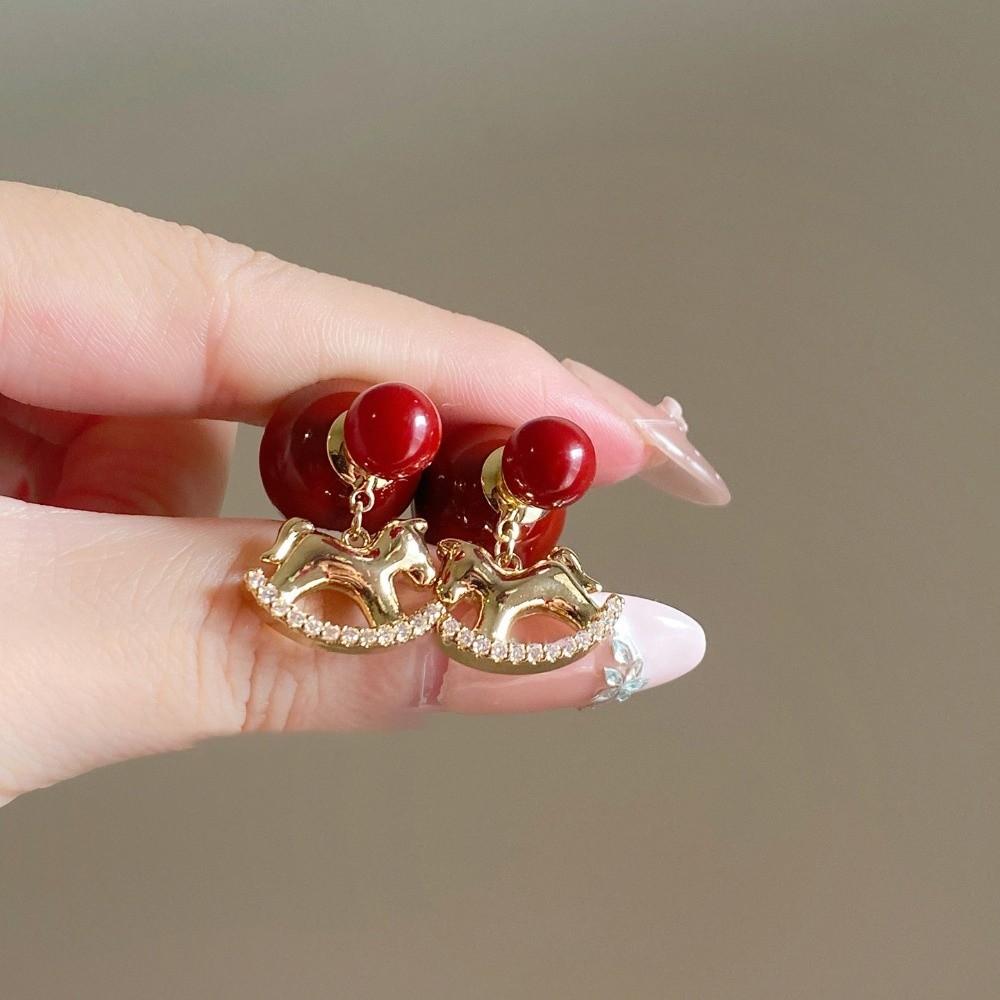 Модные украшения Зодиак Лошадь Серьги Китайская Лошадь Новый Год Висячие серьги Новогодний подарок