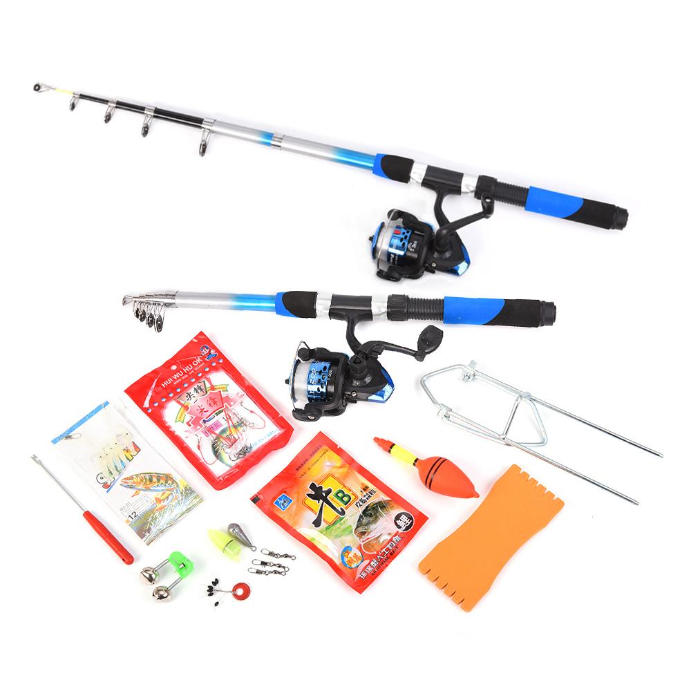Сверхлегкая комбинированная катушка для удочки, полный комплект из 2 телескопических удочек длиной 2,1 м, спиннинговые катушки
