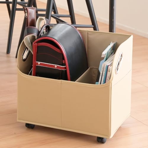 Yamazen (YAMAZEN) Wagon, Schoolbag Wagon, Storage Box with Casters, 6kg Weight Capacity, Schoolbag Storage Rack, Living Room Storage, Study Space, Ful
