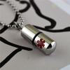 Stainless Steel Pill Shape  Pendant Necklace Pill Shape Pill Shape Charm Pendant Alert ID Pendant