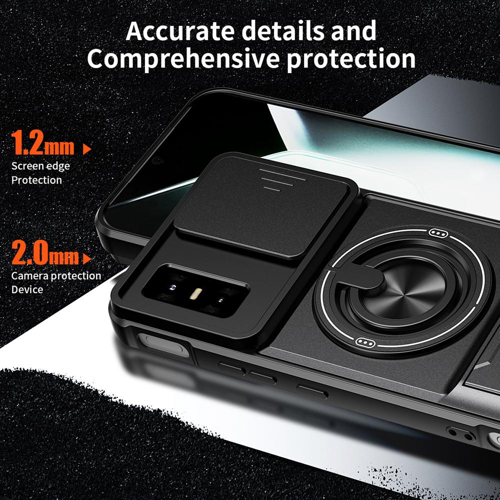 KEYSION Магнитный чехол для телефона для Infinix GT 30 30 Pro 5G Защита камеры со сдвижной крышкой Вертикальная подставка Кольцо 360 Ударопрочная задняя крышка