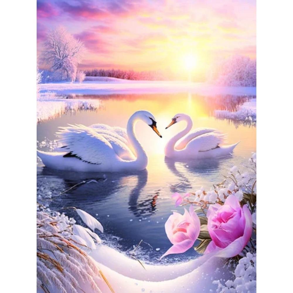 Алмазная картина Полный дрель Лебедь Слон Круглая алмазная живопись Ручная работа Красивая бабочка Цветок Diy Алмазная мозаика Картина Украшение дома