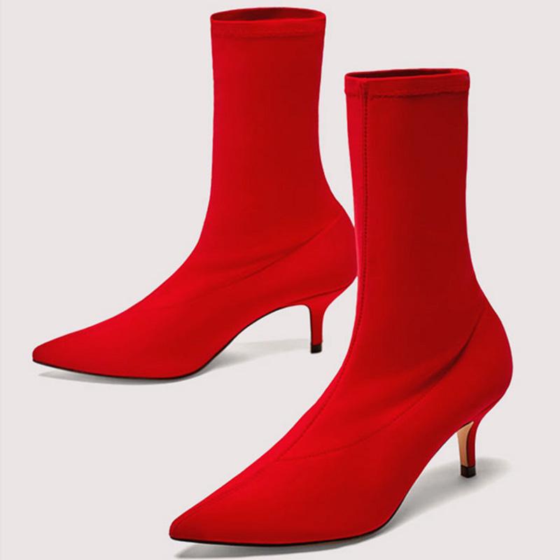 Осенние женские сапоги из эластичной ткани