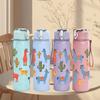 1PC Multi Llama Cactus Desert Pattern 750ml Color Plastic Sports Water Bottle Leakproof Flip Straw Lid Suitable for Sports Office Home Use