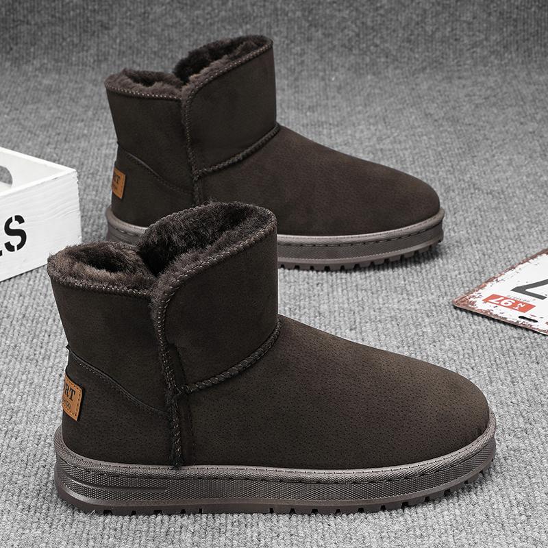 Трендовые зимние ботинки для мужчин с толстой подошвой и круглым носкомМодные универсальные плюс бархатные сохраняют тепло Износостойкие Нескользящие Дышащие Удобные