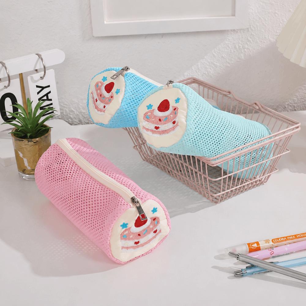 Cake Embroidery Pencil Case Mesh Stationery Bag Korean Style Pencil Pouch  Gift