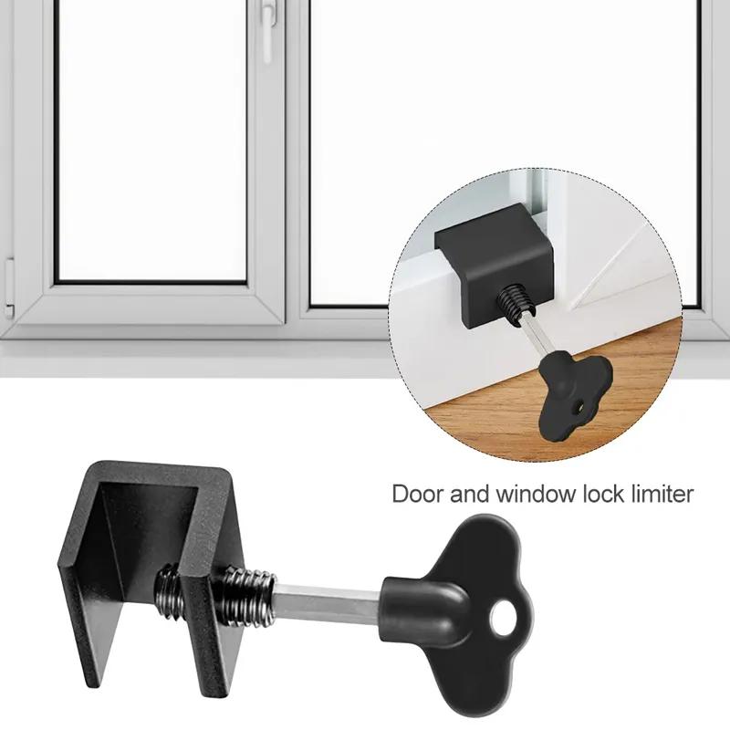 Aluminum Sliding Window Lock Sliding Sash Stopper Cabinet Locks Straps Doors Security Anti-theft Lock Baby Kids Safety Door Lock