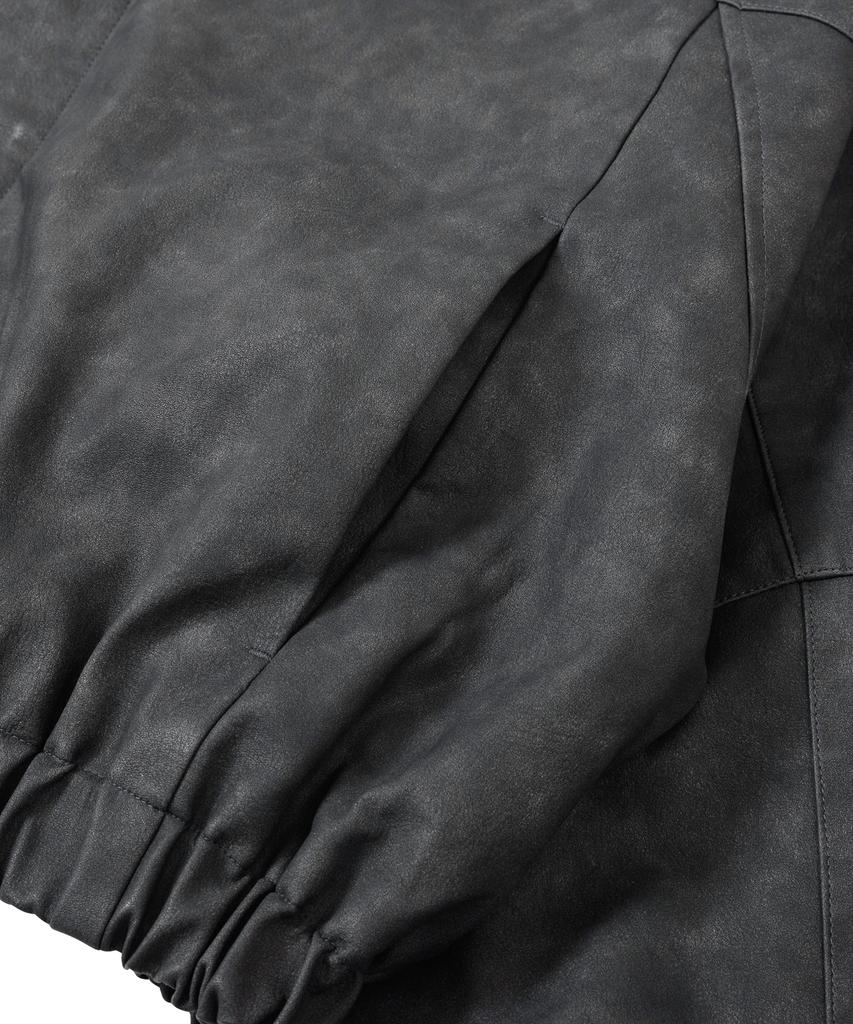 Ajobyajo [Pog:Service X Ajobyajo] Faded Panel Faux Leather Jacket [Black]