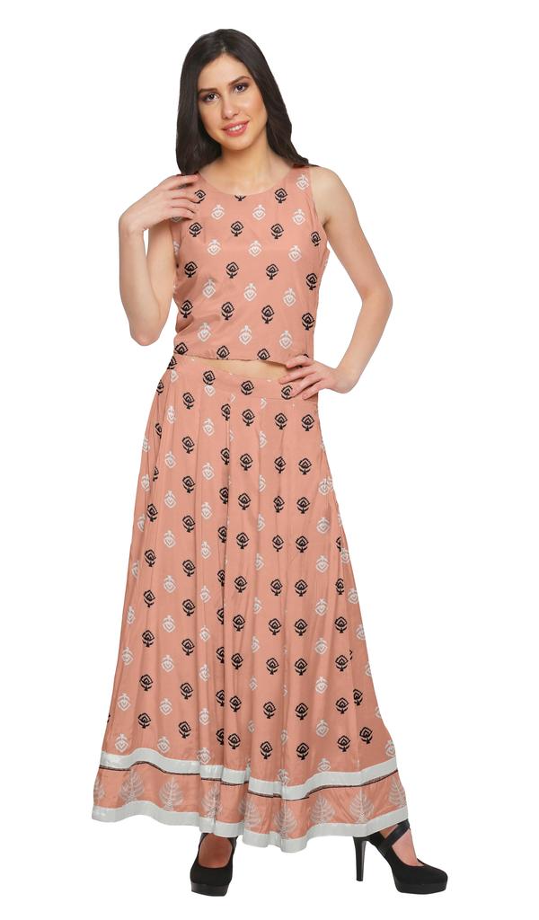 Moomaya Crop Top And Palazzo Set For Girls Printed Santoon Womens Clothing