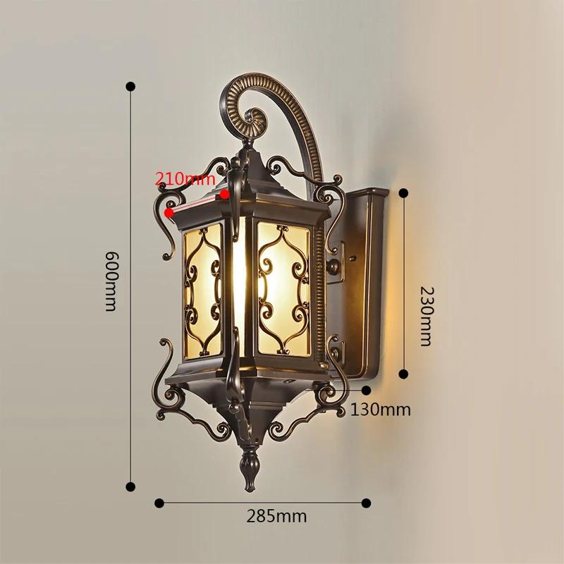 Европейский стиль наружный настенный светильник ретро крыльцо лампа бронза водонепроницаемый IP65 для дома вилла наружный патио дверной проем винтажный бра