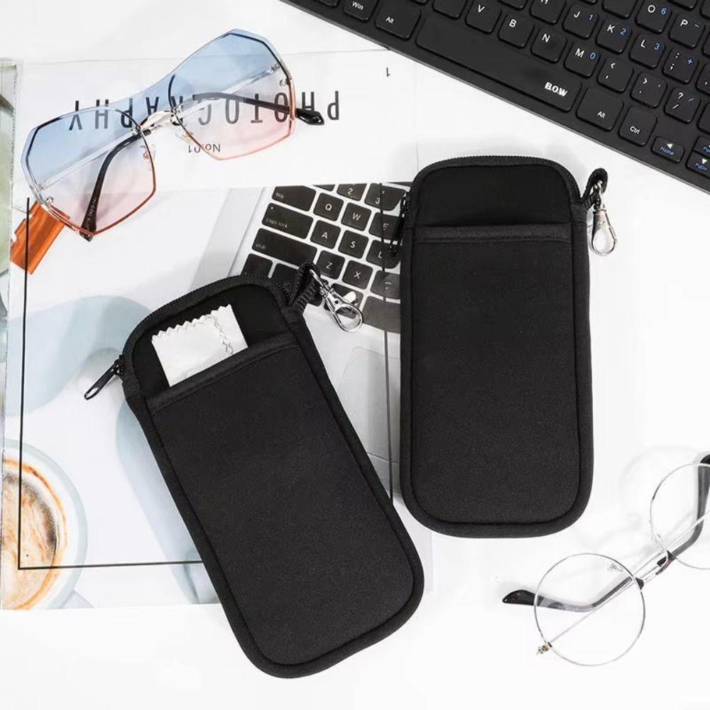 with Buckle Portable Glasses Case Portable Eyeglass Pouch Dustproof Zipper Phone Bag  Coin Storage