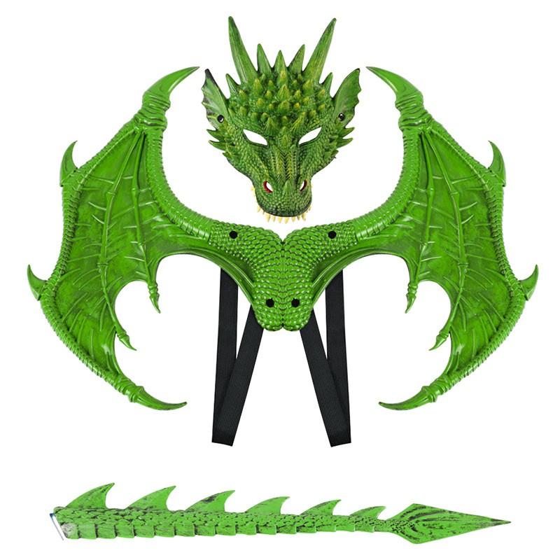 Upgraded RP Dragon Costume Set Wings Tail Mask Halloween Party Cosplay Adult Fancy Dress