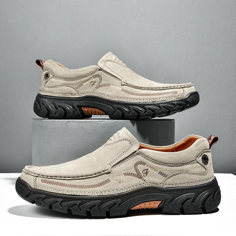 New Men Shoes Luxury Brand Mens Loafers Genuine Leather Man Casual Footwear Non-slip Hiking Shoes Male High Quality Driving Shoe