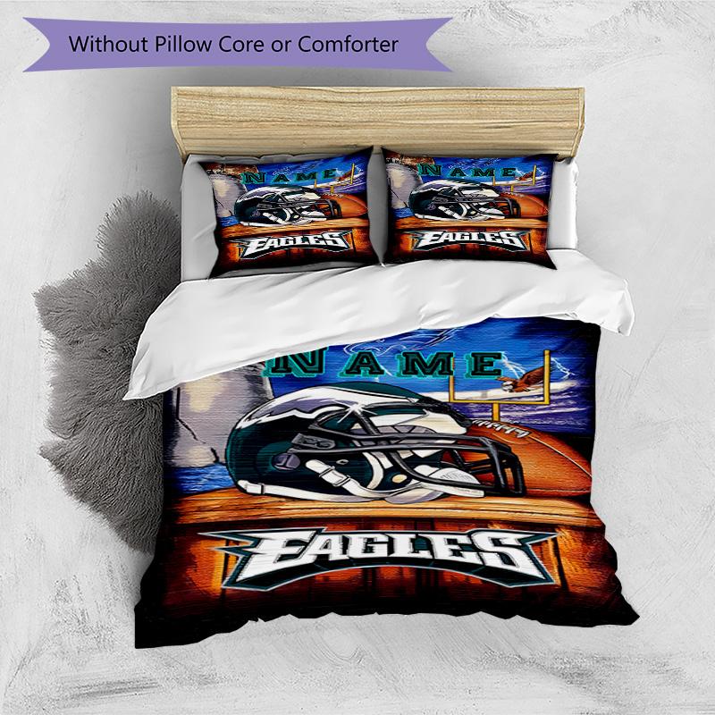 Eagles Helmet Field Goal 3PCS Printed Bedding Set, Soft Breathable Duvet Cover and 4 Pillowcases, Home Decor Gift