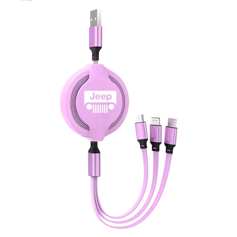 3 In 1 Fast Charger USB Data Cable Car Accessories For Jeep Grand Cherokee Wrangler JK Gladiator Compass Renegade Patriot Libert AKL1