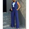 Women's Fashion Casual Suit Vest Sleeveless Wide-leg Pants Casual Suit