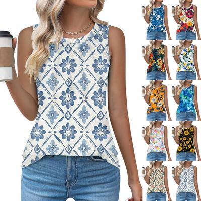 Женский повседневный свободный топ без рукавов с круглым вырезом, футболка, летние майки для женщин, майка-камисоль, базовые топы без рукавов