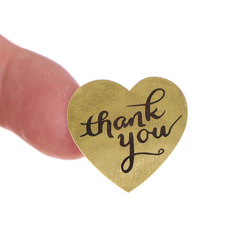 500 Thank You Stickers Mini Diy Craft Gold Heart Shaped Lables Wedding Favour