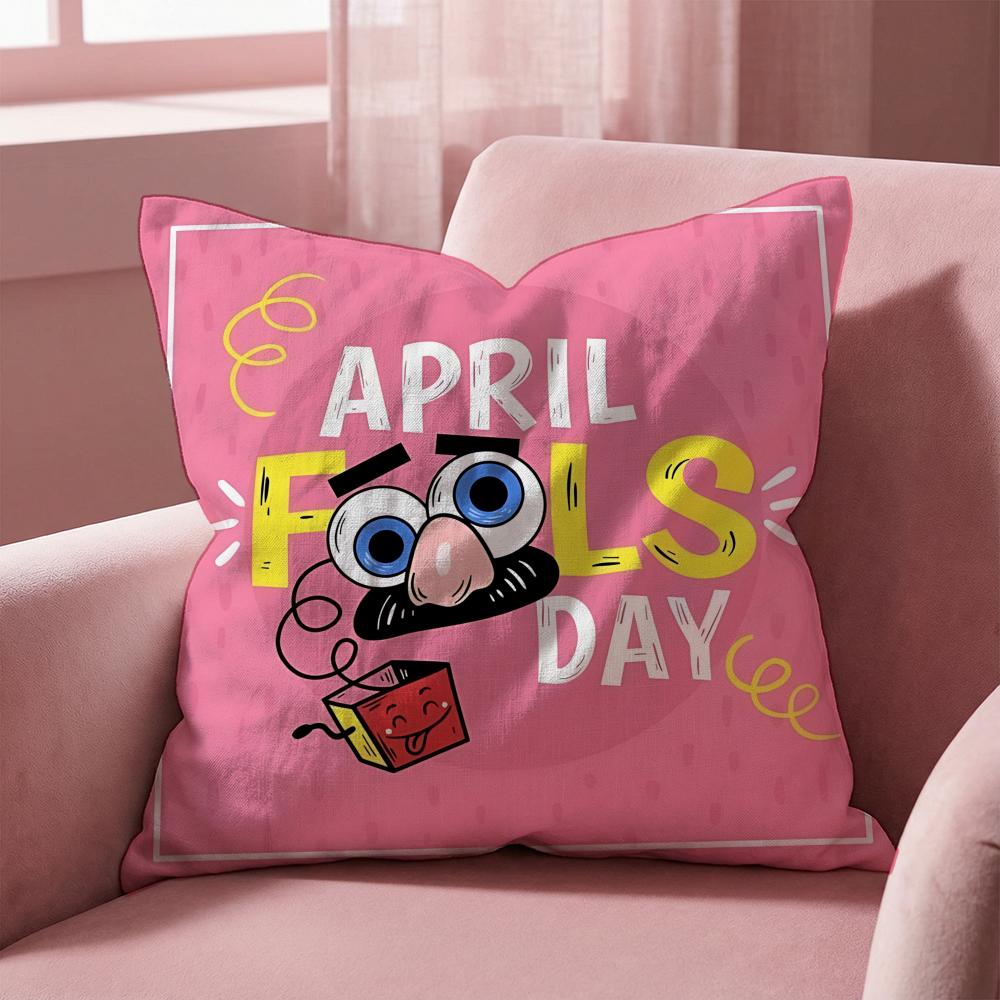 Holiday April Fools Day Cushion Cover MultiScene Pillow Cover for Home Car Reversible Soft Durable for Daily Use