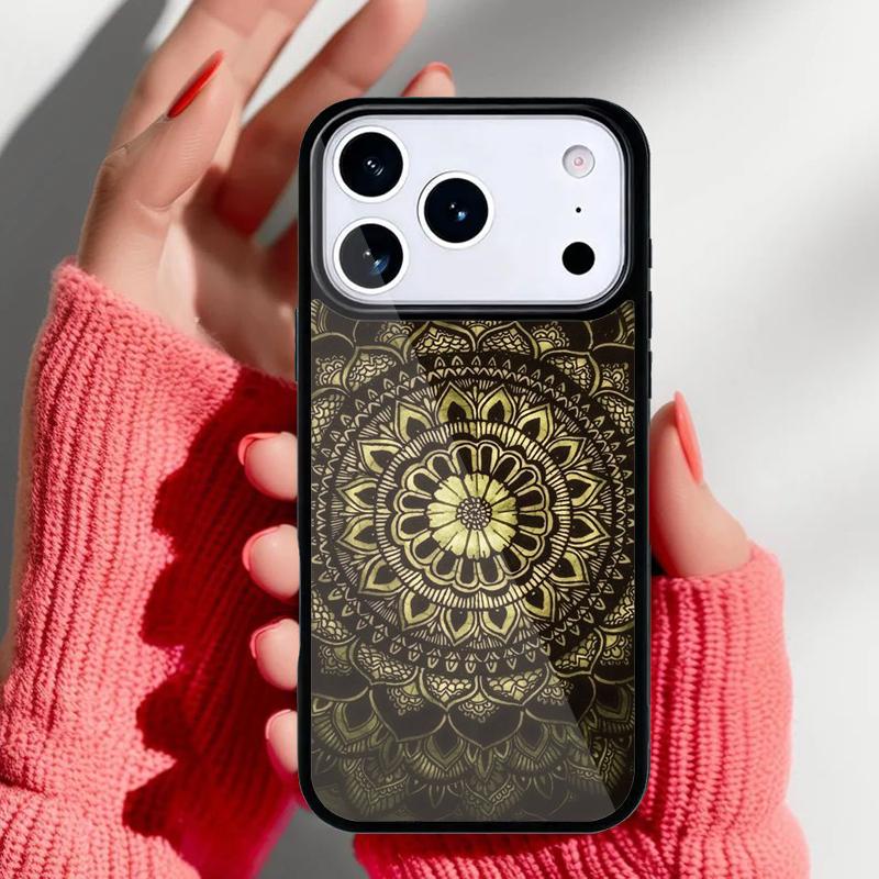 Элегантный Чехол для Телефона с Цветочным Узором Мандала для iPhone 17 16 15 14 13 Pro Max Задняя Крышка для 12 11 Pro Coque