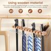 2Pcs Wooden Belt Hanger with 12 Belts Slots and 13 Ties Hooks Tie and Belt Organizer Wall Mounted or Hanging for Household