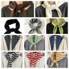 Solid Color Knitted Triangle Scarf Striped False Collar Neck Cover Cross Scarves  Girl