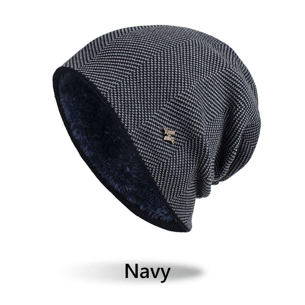Unisex Cotton Wool Hat Skullies Men's Knitted Hat Winter Warm Hat Casual Beanies Thick Fleece Hat
